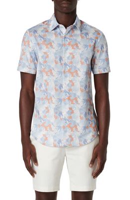 Bugatchi Miles OoohCotton Short Sleeve Button-Up Shirt in Blue/Coral