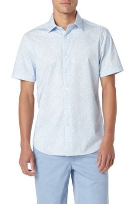 Bugatchi Miles OoohCotton Watercolor Short Sleeve Button-Up Shirt in Sky