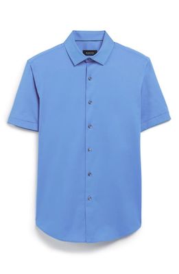 Bugatchi Miles Short Sleeve Stretch Cotton Button-Up Shirt in Air Blue