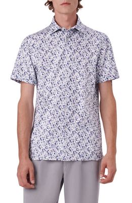 Bugatchi OoohCotton Abstract Print Short Sleeve Button-Up Shirt in Navy
