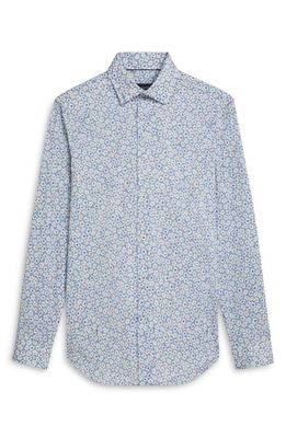 Bugatchi OoohCotton Floral Print Button-Up Shirt in Classic Blue