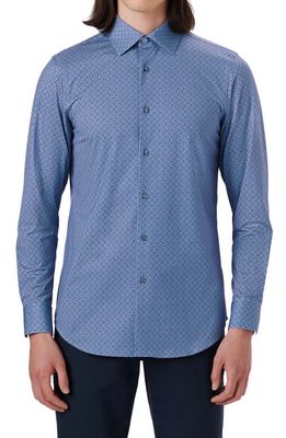 Bugatchi OoohCotton Geometric Print Button-Up Shirt in Air Blue