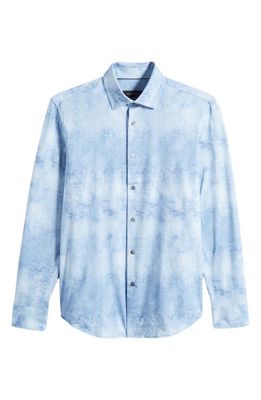 Bugatchi OoohCotton James Airbrush Print Button-Up Shirt in Air Blue