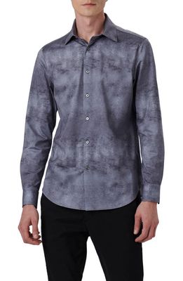 Bugatchi OoohCotton James Airbrush Print Button-Up Shirt in Anthracite