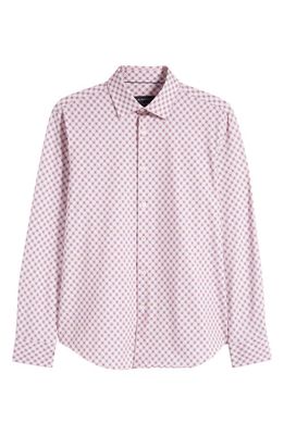 Bugatchi OoohCotton James Foulard Print Stretch Cotton Button-Up Shirt in Dusty Pink