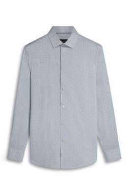 Bugatchi OoohCotton James Geometric Print Stretch Cotton Button-Up Shirt in Chalk