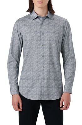 Bugatchi OoohCotton Pin Check Button-Up Shirt in Cement