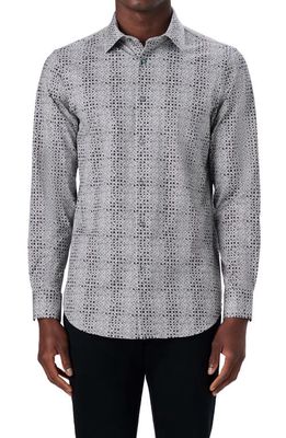 Bugatchi OoohCotton® Abstract Print Button-Up Shirt in Platinum