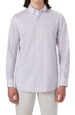 Bugatchi OoohCotton® Check Button-Down Shirt in Pink/Aqua