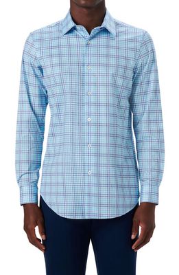 Bugatchi OoohCotton® Gingham Check Button-Up Shirt in Turquoise