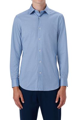 Bugatchi OoohCotton® Grid Button-Up Shirt in Classic Blue