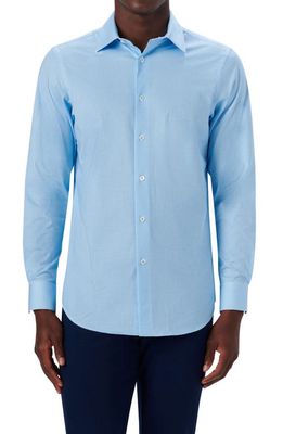 Bugatchi OoohCotton® Grid Button-Up Shirt in Turquoise