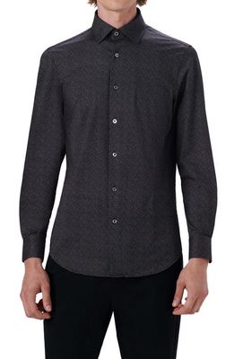 Bugatchi OoohCotton® Microdot Button-Up Shirt in Black