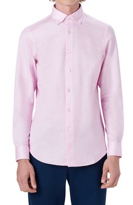 Bugatchi OoohCotton® Tech Solid Stretch Cotton Button-Up Shirt in Pink