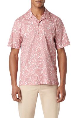 Bugatchi Orson Floral Stretch Cotton Camp Shirt in Dusty Pink