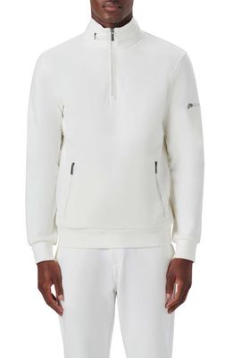 Bugatchi Quarter Zip Stretch Cotton Sweatshirt in Chalk