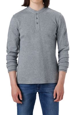 Bugatchi Regular Fit Long Sleeve Waffle Knit Henley in Cement
