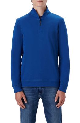 Bugatchi Reversible Knit Quarter Zip Pullover in French Blue