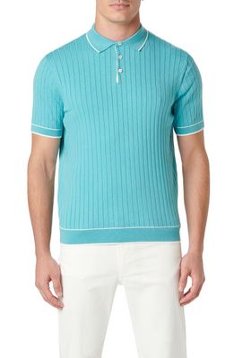 Bugatchi Rib Knit Polo in Jade