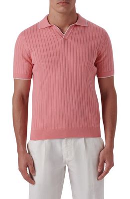 Bugatchi Rib Short Sleeve Sweater in Flamingo