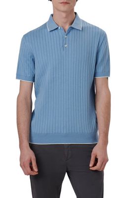 Bugatchi Ribbed Polo Sweater in Air Blue