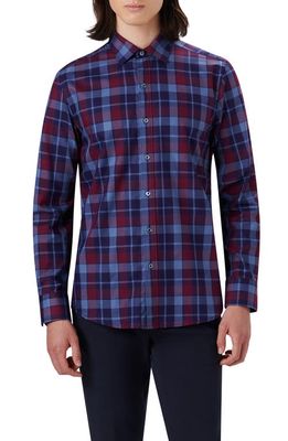 Bugatchi Shaped Fit Plaid Cotton Button-Up Shirt in Wine