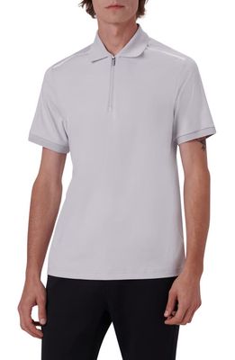 Bugatchi Solid Pima Cotton Zip Polo Shirt in Platinum