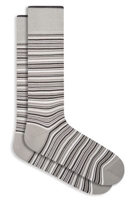 Bugatchi Stripe Mercerized Cotton Blend Socks in Cement
