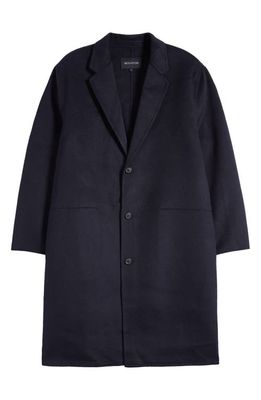 Bugatchi Tailor Fit Wool Blend Longline Coat in Navy