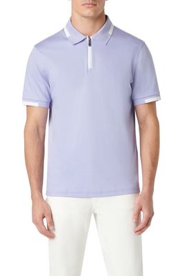 Bugatchi Tipped Quarter Zip Polo in Lavender