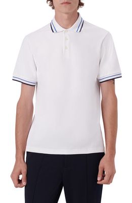 Bugatchi Tipped Short Sleeve Pima Cotton Polo in White