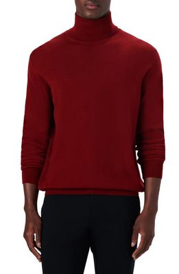 Bugatchi Turtleneck Wool Sweater in Ruby