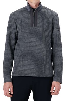 Bugatchi Waffle Knit Quarter Zip Pullover in Charcoal