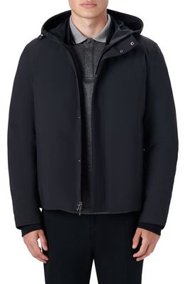 Bugatchi Water Repellent Hooded Bomber Jacket in Caviar