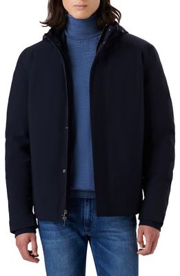 Bugatchi Water Repellent Hooded Bomber Jacket in Navy
