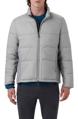 Bugatchi Water Resistant Zip-Up Puffer Jacket in Cement