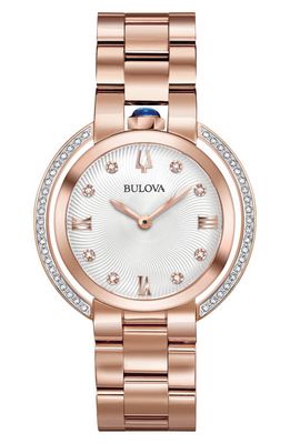 BULOVA Classic Rubaiyat Diamond Bracelet Watch, 35mm in Rose Gold-Tone 