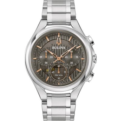 BULOVA Curv Bracelet Chronograph Watch, 44mm in Silver-Tone 