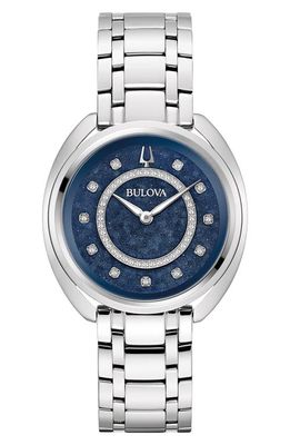 BULOVA Duality Diamond Bracelet & Two Leather Straps Watch Set, 34mm in Silver-Tone 