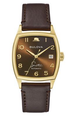 BULOVA Frank Sinatra Young at Heart Leather Strap Watch