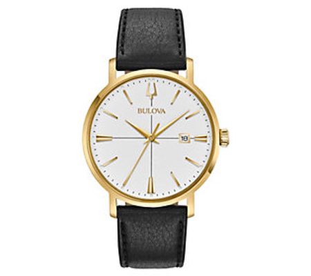 Bulova Men's AeroJet Goldtone Stainless Leather Watch
