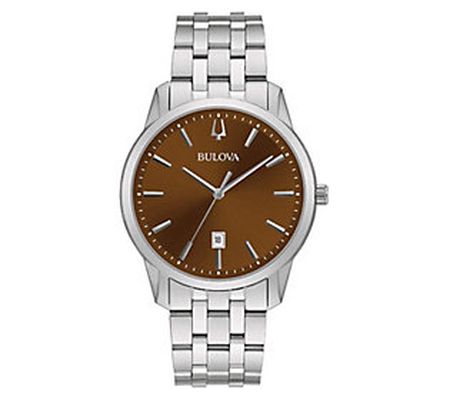 Bulova Men's Classic Collection Stainless Brown Dial Watch