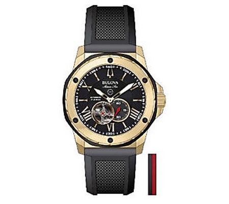 Bulova Men's Marine Star Automatic Black S trap Watch