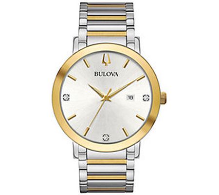 Bulova Men's Modern Diamond Accent Two-Tone Bra celet Watch