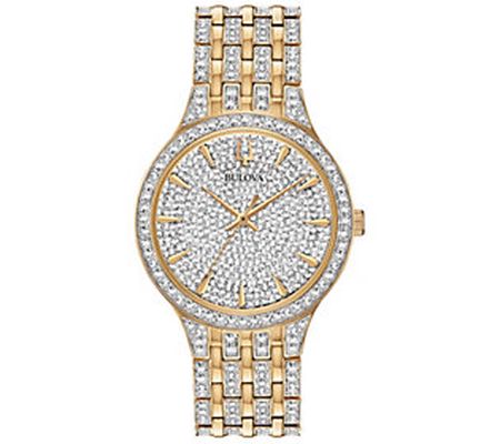 Bulova Men's Phantom Goldtone Crystal Bracelet Watch