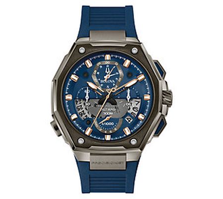 Bulova Men's Precisionist Chronograph Blue Stra p Watch
