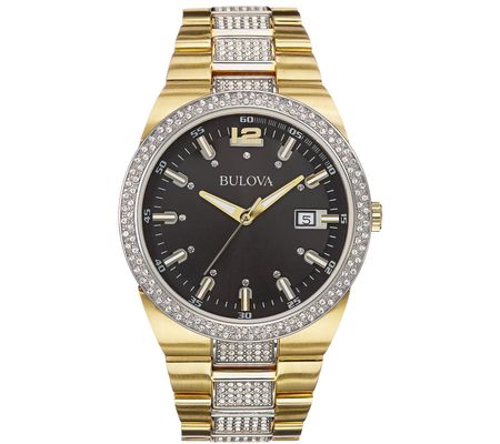Bulova Men's Stainless Goldtone Crystal Bracelet Watch