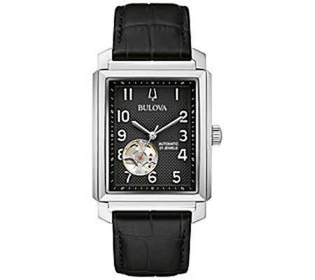 Bulova Men's Sutton Stainless Automatic Black Strap Watch