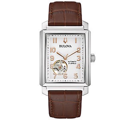 Bulova Men's Sutton Stainless Automatic Brown S trap Watch