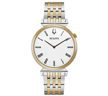 Bulova Men's Two-Tone Stainless Steel White Dia l Watch